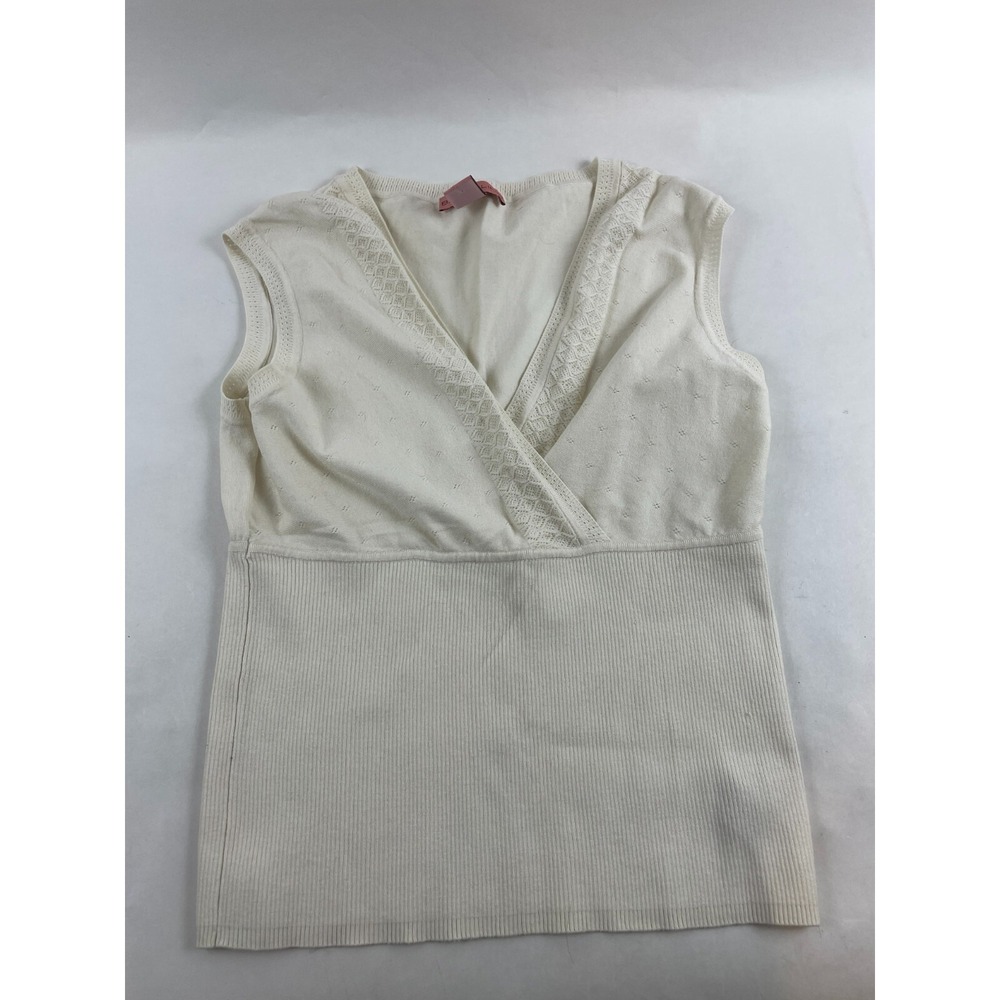 Bandolino Sweater, Women's Size Large, Cream, V-neck, Sleeveless